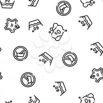 Laundry Service Vector Seamless Pattern. Laundry Service, Washing Clothes Linear Pictograms. Laundromat, Dry-Cleaning, Launderette, Stain Removal, Ironing Color Contour Illustrations