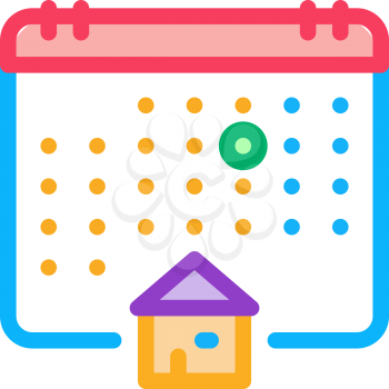 house buy deal date icon vector. house buy deal date sign. color symbol illustration