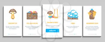 Mushroom Farm Plant Onboarding Mobile App Page Screen Vector. Mushroom Farm Agriculture Planting And Harvest, Natural Organic Product Delivery Illustrations