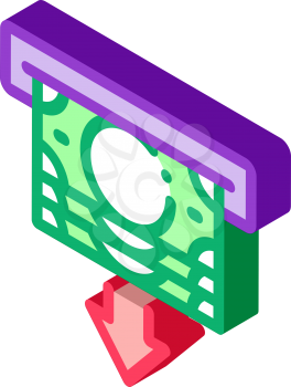 receiving money from atm icon vector. isometric receiving money from atm sign. color isolated symbol illustration