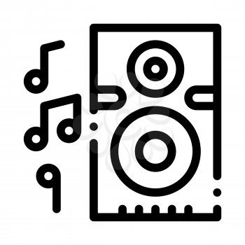 Musical Dynamic Device For Listening Songs Vector Icon Thin Line. Microphone And Dynamic, Concert And Theater, Opera And Karaoke Concept Linear Pictogram. Black And White Contour Illustration