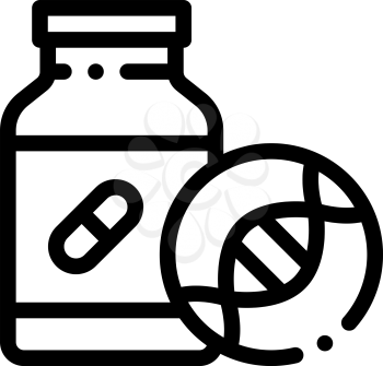 Medical Pill Bottle Biohacking Icon Vector Thin Line. Contour Illustration