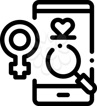 Female Love Search Icon Vector. Outline Female Love Search Sign. Isolated Contour Symbol Illustration