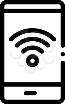 Smartphone Wi-Fi Connection Icon Vector. Outline Smartphone Wi-Fi Connection Sign. Isolated Contour Symbol Illustration