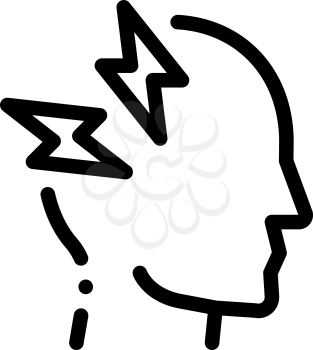 Headache Icon Vector. Outline Headache Sign. Isolated Contour Symbol Illustration