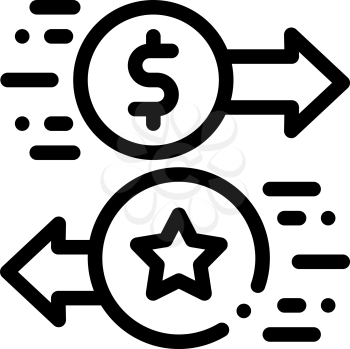 Exchange Bonuses for Money Icon Vector. Outline Exchange Bonuses for Money Sign. Isolated Contour Symbol Illustration
