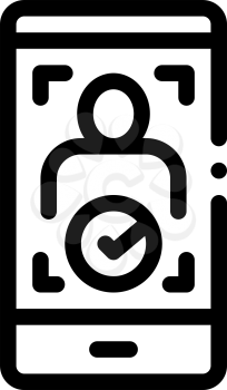 Phone Person Verification Icon Vector. Outline Phone Person Verification Sign. Isolated Contour Symbol Illustration