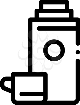 Camping Thermos with Drink Icon Vector. Outline Camping Thermos with Drink Sign. Isolated Contour Symbol Illustration
