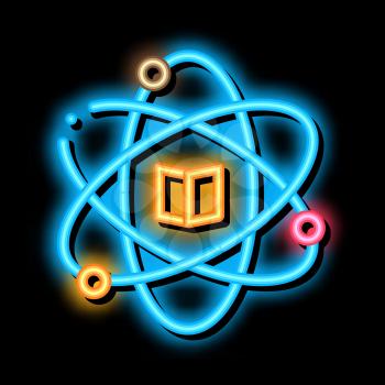 Atom Chemistry Study neon light sign vector. Glowing bright icon Atom Chemistry Study sign. transparent symbol illustration