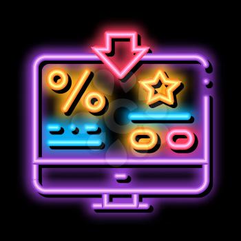 Bonus Percent Computer Information neon light sign vector. Glowing bright icon Bonus Percent Computer Information sign. transparent symbol illustration