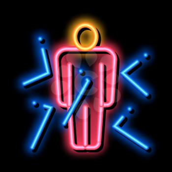 Bulletproof Person Man neon light sign vector. Glowing bright icon Bulletproof Person Man sign. transparent symbol illustration