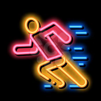 Man in Running Action neon light sign vector. Glowing bright icon Man in Running Action sign. transparent symbol illustration