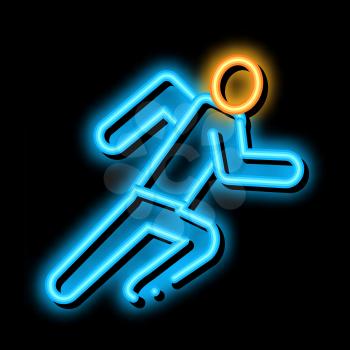 Runner Athlete in Action neon light sign vector. Glowing bright icon Runner Athlete in Action sign. transparent symbol illustration