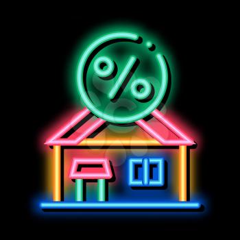 House Borrowed at Interest Credit neon light sign vector. Glowing bright icon House Borrowed at Interest Credit sign. transparent symbol illustration