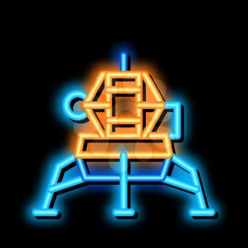 Manned Spacecraft neon light sign vector. Glowing bright icon Manned Spacecraft sign. transparent symbol illustration