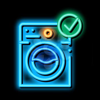 Laundry Washing Machine neon light sign vector. Glowing bright icon Laundry Washing Machine sign. transparent symbol illustration
