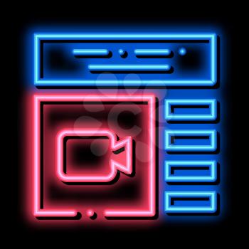 Web Site For Watch Video neon light sign vector. Glowing bright icon Web Site For Watch Video sign. transparent symbol illustration