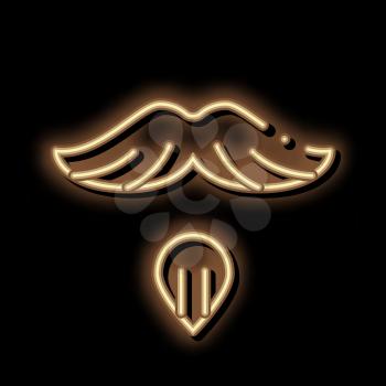 Goatee Beard Mustache neon light sign vector. Glowing bright icon Goatee Beard Mustache sign. transparent symbol illustration