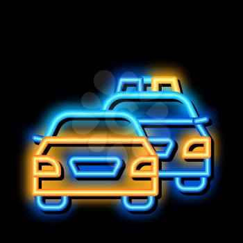Police And Criminal Car neon light sign vector. Glowing bright icon Police And Criminal Car sign. transparent symbol illustration