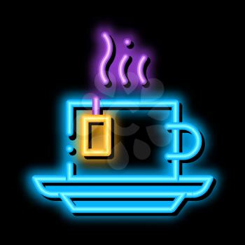 Hot Tea Drink Cup neon light sign vector. Glowing bright icon Hot Tea Drink Cup sign. transparent symbol illustration