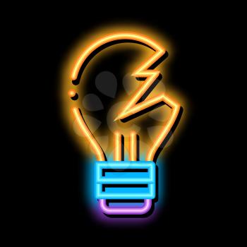 Wrecked Lightbulb neon light sign vector. Glowing bright icon Wrecked Lightbulb sign. transparent symbol illustration