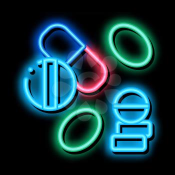Medical Drug Pill neon light sign vector. Glowing bright icon Medical Drug Pill sign. transparent symbol illustration