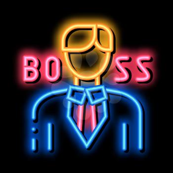 Boss Silhouette neon light sign vector. Glowing bright icon Boss Silhouette isometric sign. transparent symbol illustration