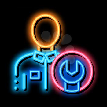 Mechanic Wrench neon light sign vector. Glowing bright icon Mechanic Wrench sign. transparent symbol illustration