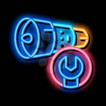 Engine Wrench neon light sign vector. Glowing bright icon Engine Wrench sign. transparent symbol illustration
