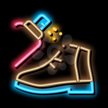 Spray Paint Shoe neon light sign vector. Glowing bright icon Spray Paint Shoe sign. transparent symbol illustration