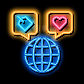 Worldwide Globe neon light sign vector. Glowing bright icon Worldwide Globe sign. transparent symbol illustration