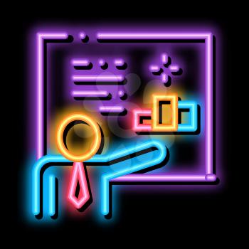 Man Presentation neon light sign vector. Glowing bright icon Man Presentation sign. transparent symbol illustration