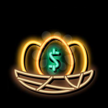 Dollar Mark Eggs neon light sign vector. Glowing bright icon Dollar Mark Eggs sign. transparent symbol illustration