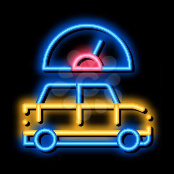 Car Speedometer neon light sign vector. Glowing bright icon Car Speedometer isometric sign. transparent symbol illustration