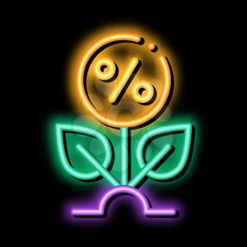 Plant Percentage neon light sign vector. Glowing bright icon Plant Percentage isometric sign. transparent symbol illustration