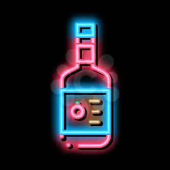 Sauce Bottle neon light sign vector. Glowing bright icon Sauce Bottle isometric sign. transparent symbol illustration