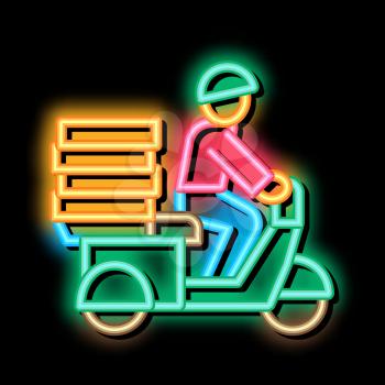 Pizza Delivery neon light sign vector. Glowing bright icon Pizza Delivery isometric sign. transparent symbol illustration