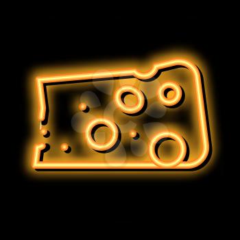 Piece Cheese neon light sign vector. Glowing bright icon Piece Cheese isometric sign. transparent symbol illustration