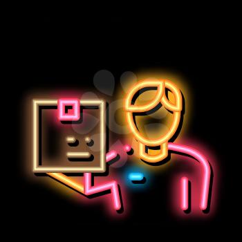 Receipt of Parcel neon light sign vector. Glowing bright icon Receipt of Parcel sign. transparent symbol illustration