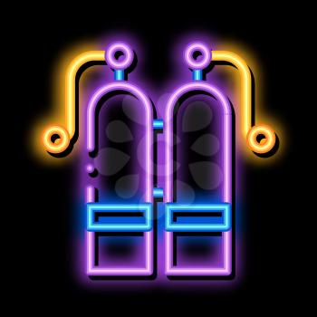 Oxygen Cylinder neon light sign vector. Glowing bright icon Oxygen Cylinder sign. transparent symbol illustration