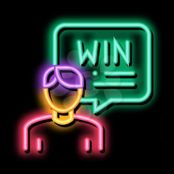 Winner Man neon light sign vector. Glowing bright icon Winner Man sign. transparent symbol illustration