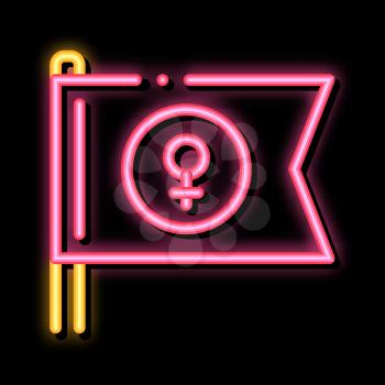Female Mark Flag neon light sign vector. Glowing bright icon Female Mark Flag sign. transparent symbol illustration
