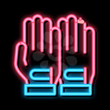 Sportive Gloves neon light sign vector. Glowing bright icon Sportive Gloves sign. transparent symbol illustration