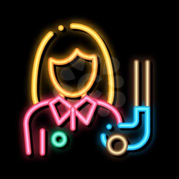 Woman Golf Player neon light sign vector. Glowing bright icon Woman Golf Player sign. transparent symbol illustration