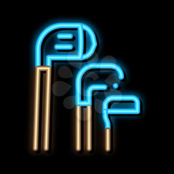 Golf Putters neon light sign vector. Glowing bright icon Golf Putters sign. transparent symbol illustration