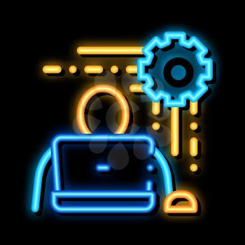 Programmer Work neon light sign vector. Glowing bright icon Programmer Work sign. transparent symbol illustration