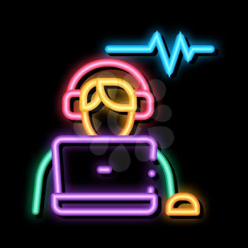 Listening Audio neon light sign vector. Glowing bright icon Listening Audio sign. transparent symbol illustration
