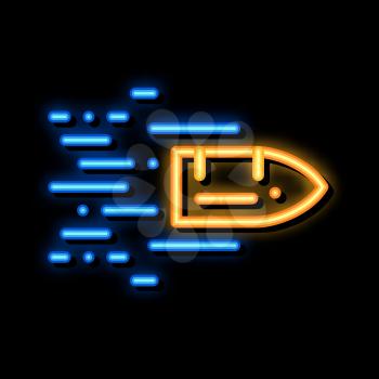Flying Bullet neon light sign vector. Glowing bright icon Flying Bullet sign. transparent symbol illustration