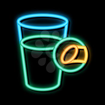 Cup Sweet Water neon light sign vector. Glowing bright icon Cup Sweet Water sign. transparent symbol illustration
