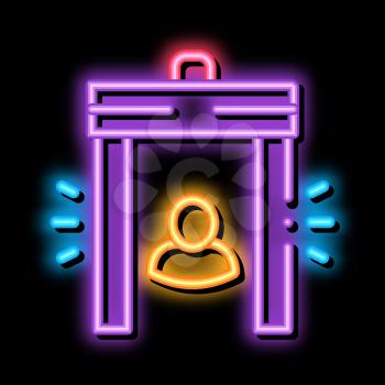 Airport Body Scanner System neon light sign vector. Glowing bright icon Airport Metal Detector Door Frame Security Equipment sign. transparent symbol illustration